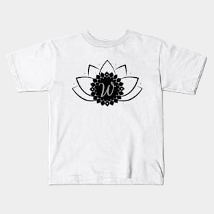 W - Lotus Flower Monogram Kids T-Shirt